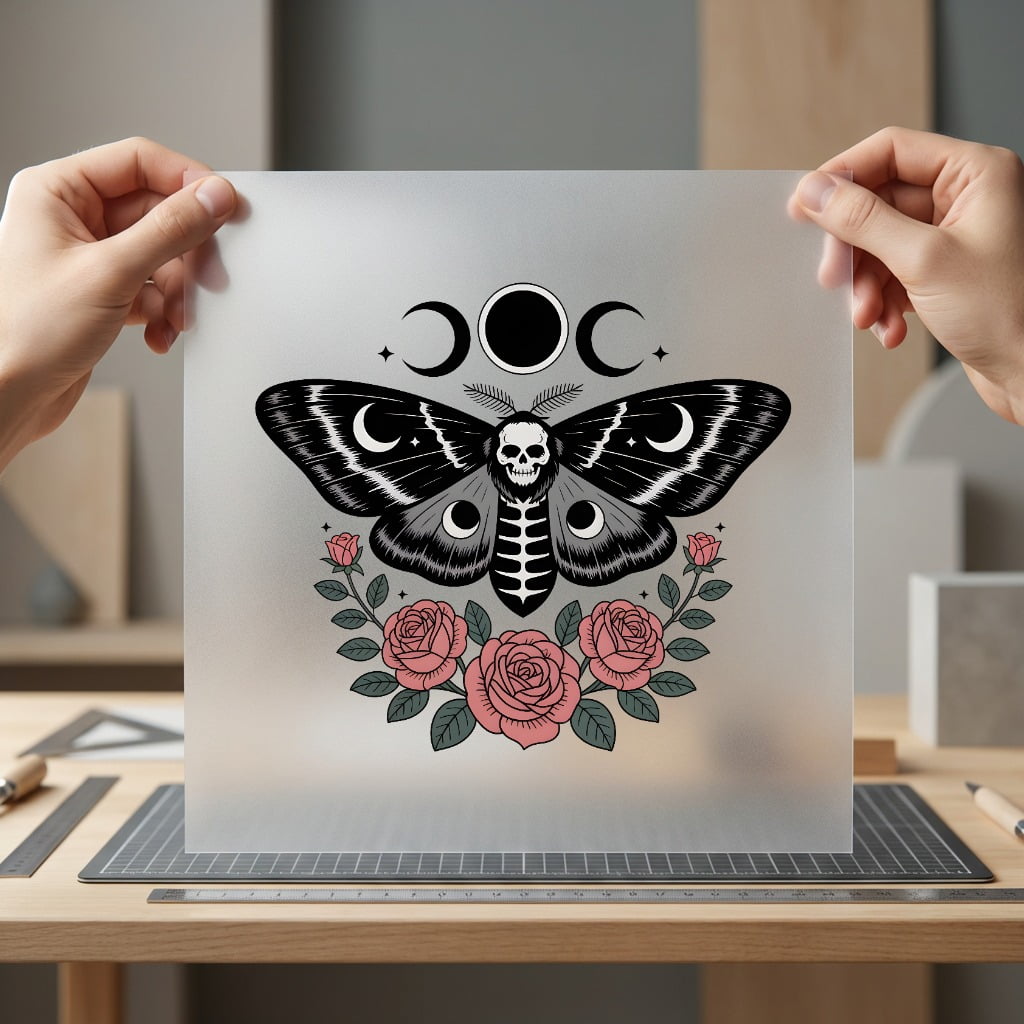 Mystic Moth Roses Goth Floral Ready to Press DTF Transfer for Dtf
