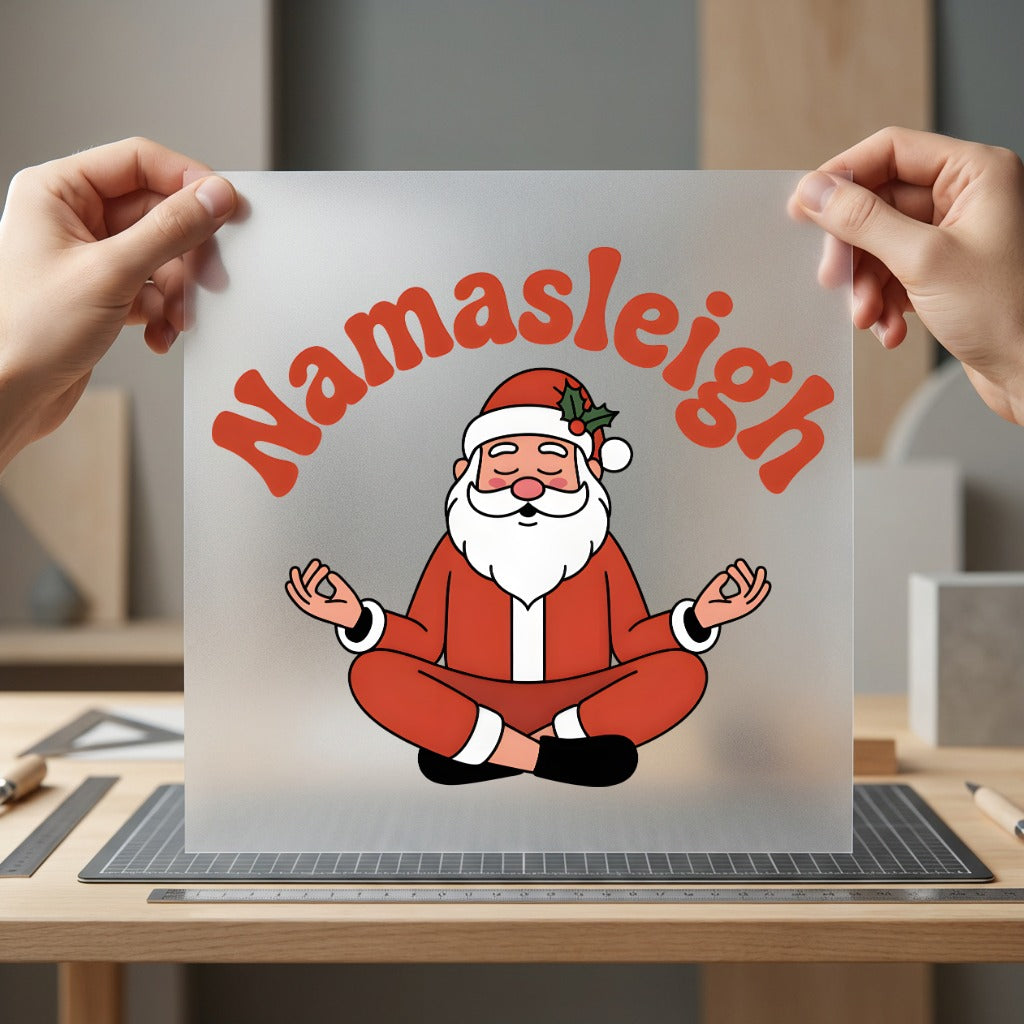Namasleigh Santa Holiday Diy Christmas Fitness Ready to Press DTF Transfer for Dtf
