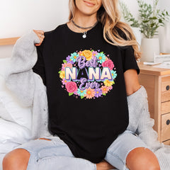 Nana Ever Floral Wreath Grandma Floral Ready to Press DTF Transfer for Dtf