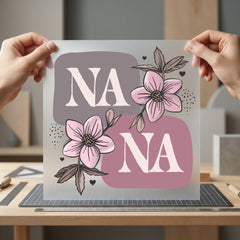 Nana Floral Botanical Diy Grandma Vintage Ready to Press DTF Transfer for Dtf
