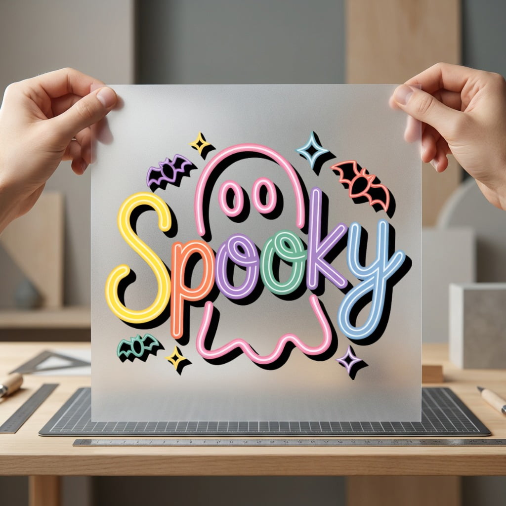 Neon Spooky Ghost Halloween Halloween Retro Ready to Press DTF Transfer for Dtf