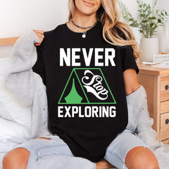 Never Stop Exploring Camping Camping Ready to Press DTF Transfer for Dtf