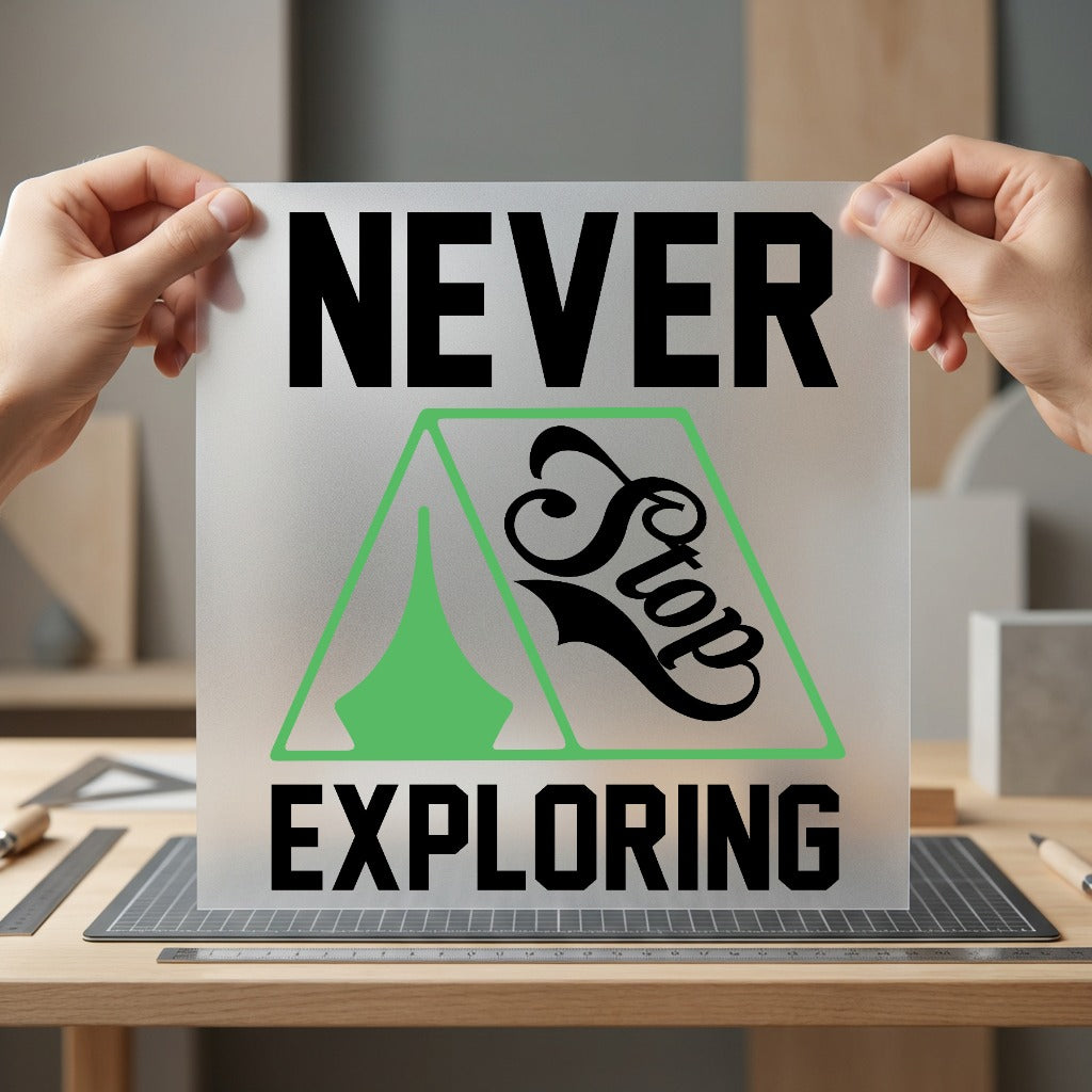 Never Stop Exploring Camping Camping Ready to Press DTF Transfer for Dtf