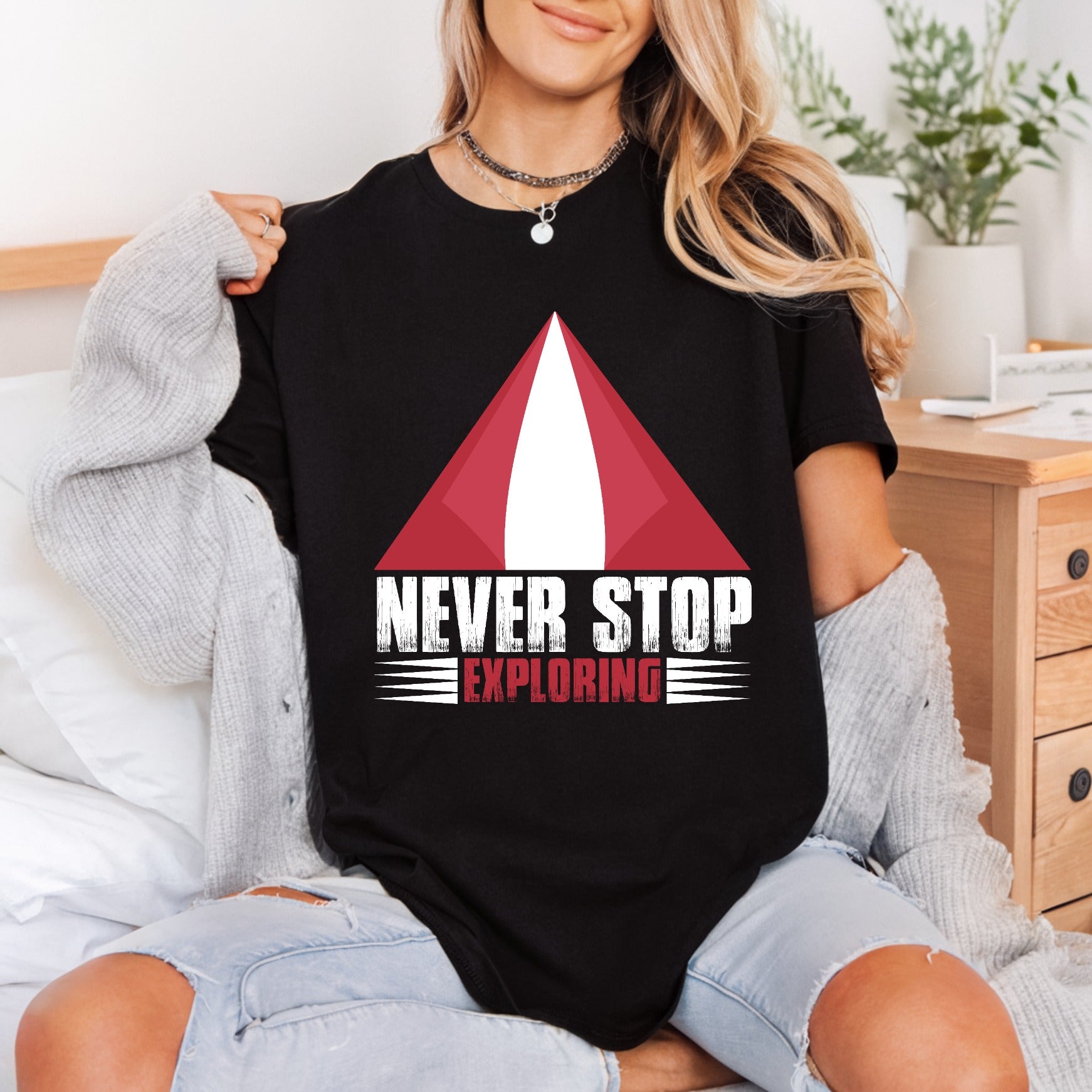 Never Stop Exploring Outdoor Vintage Retro Ready to Press DTF Transfer for Dtf