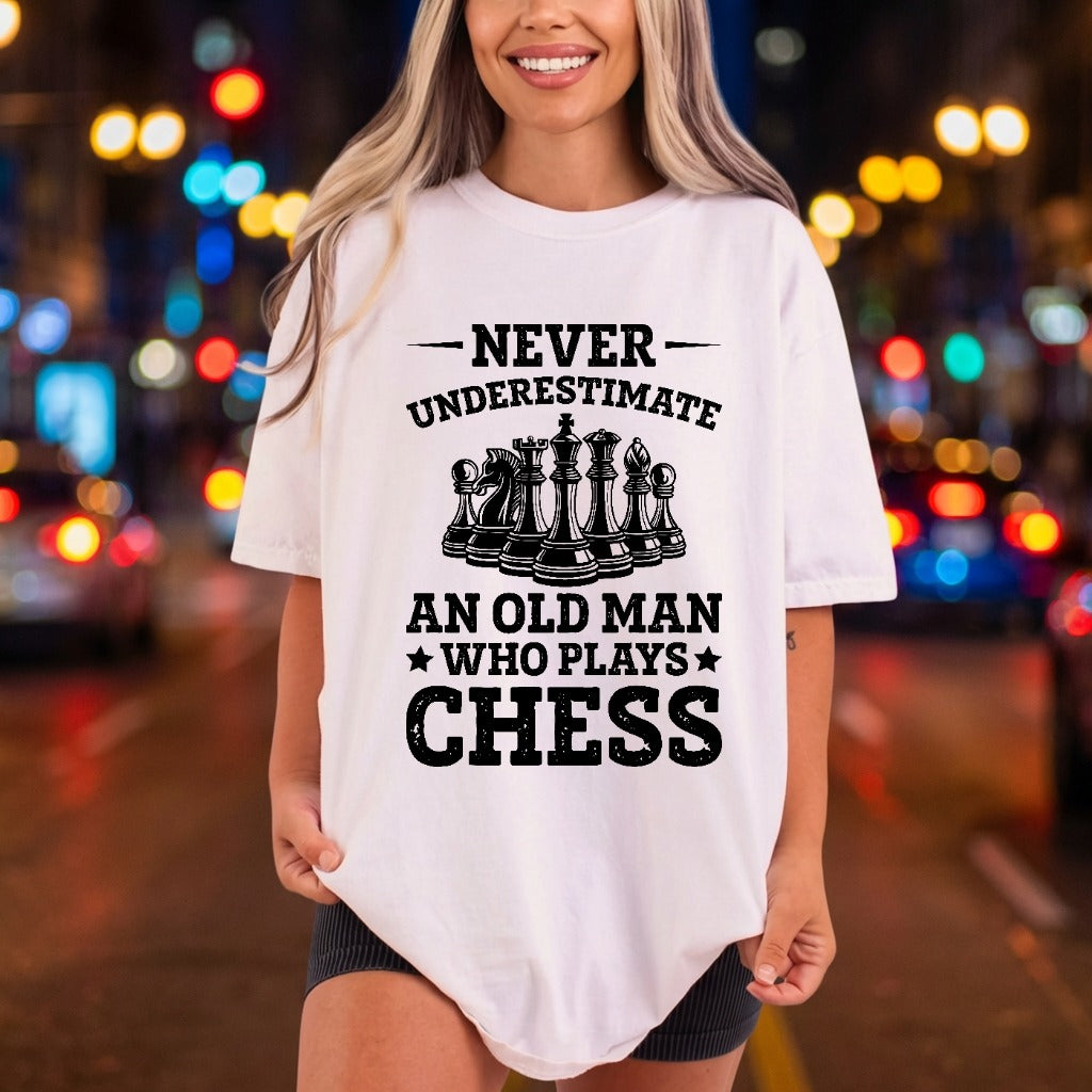 Never Underestimate Chess Quote Grandpa Ready to Press DTF Transfer for Dtf