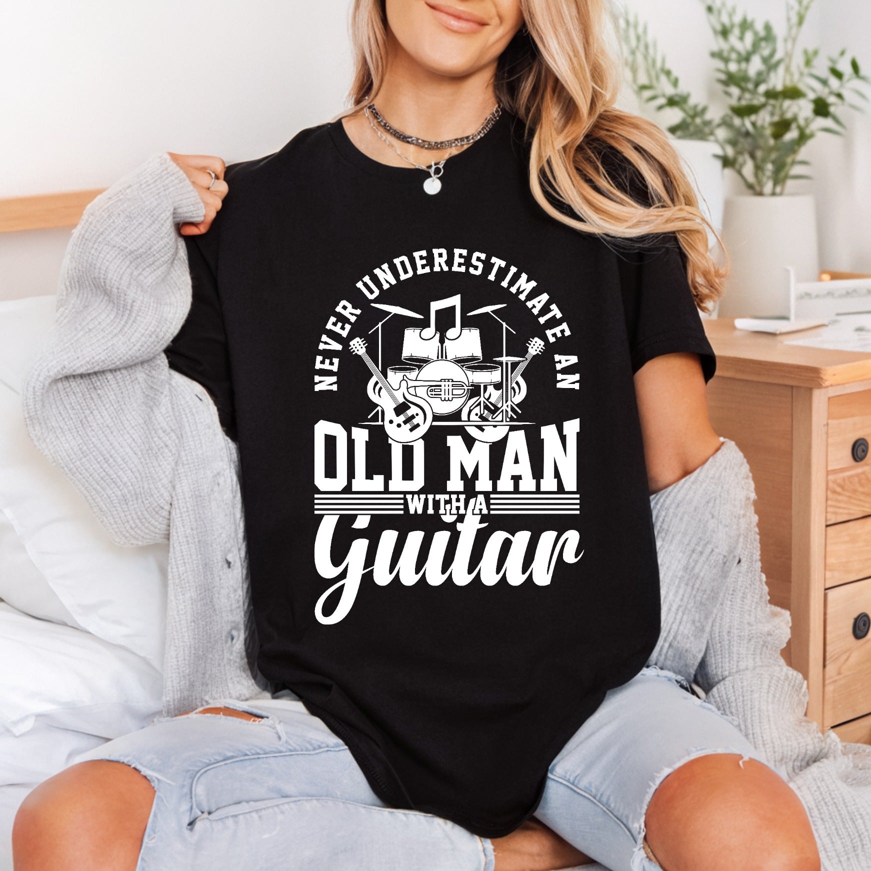Never Underestimate Musician Diy Dad Grandpa Ready to Press DTF Transfer for Dtf