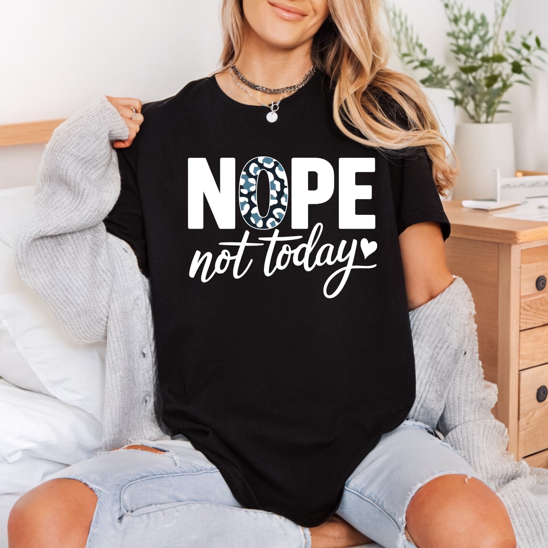 Nope Not Today Leopard Mom Funny Ready to Press DTF Transfer for Dtf