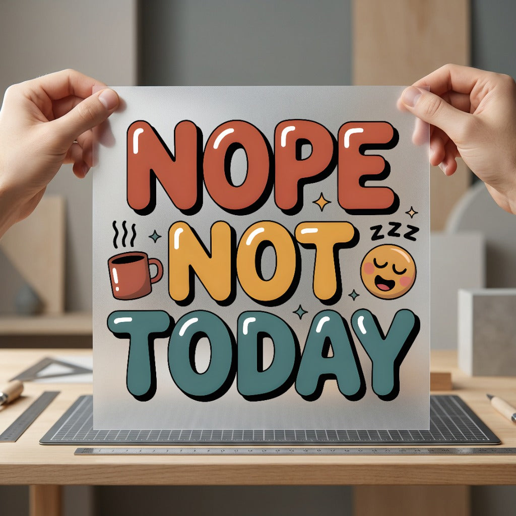 Nope Not Today Retro Funny Sarcastic Ready to Press DTF Transfer for Dtf