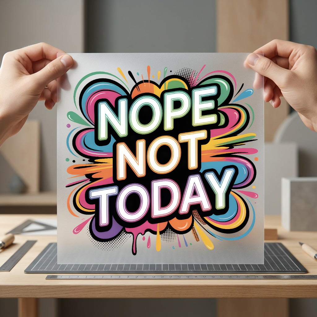 Nope Not Today Vibrant Funny Sarcastic Ready to Press DTF Transfer for Dtf