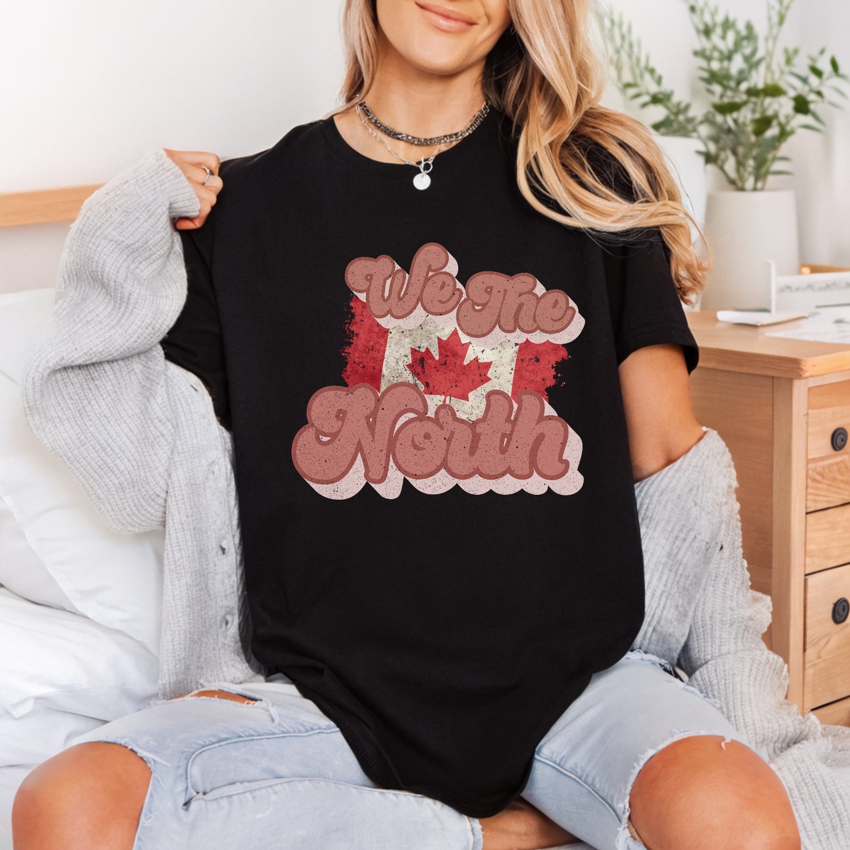 North Maple Leaf Distressed Vintage Retro Ready to Press DTF Transfer for Dtf