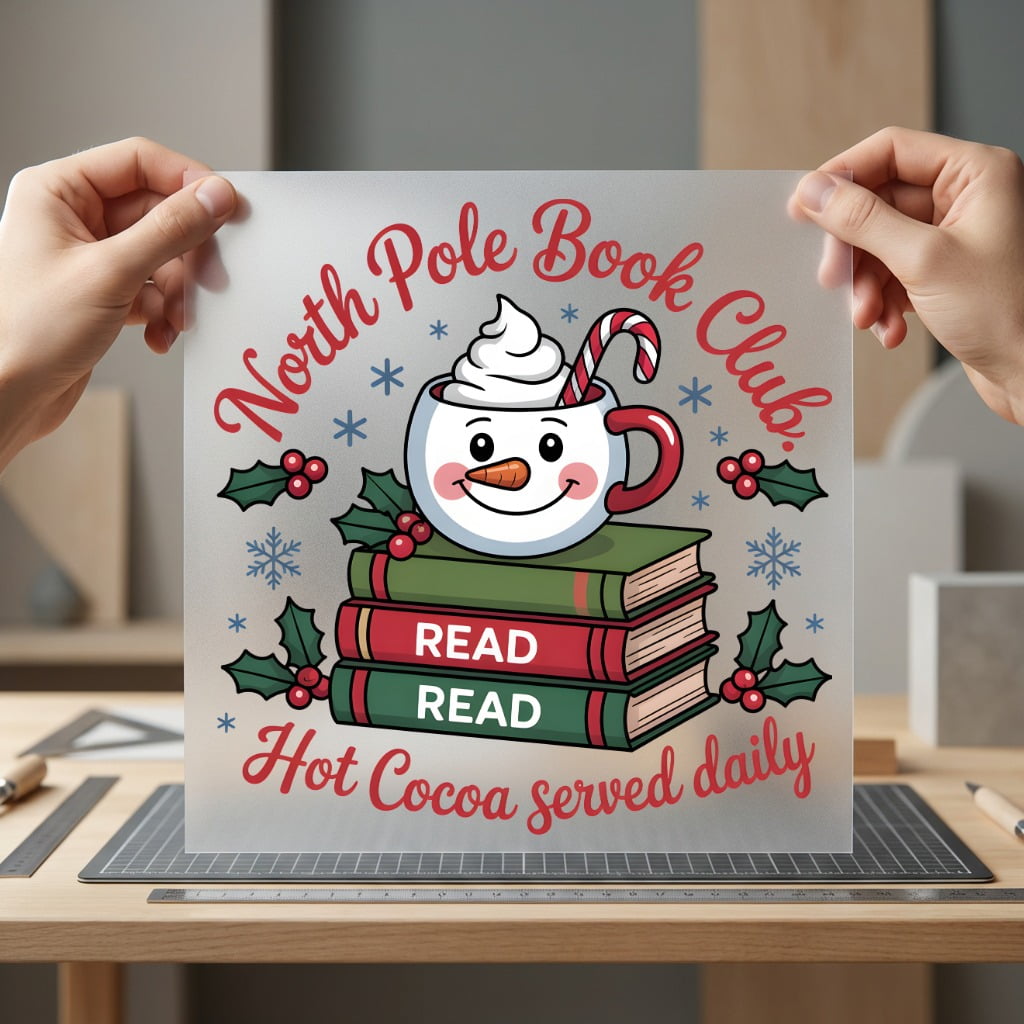 North Pole Book Club Christmas Ready to Press DTF Transfer for Dtf