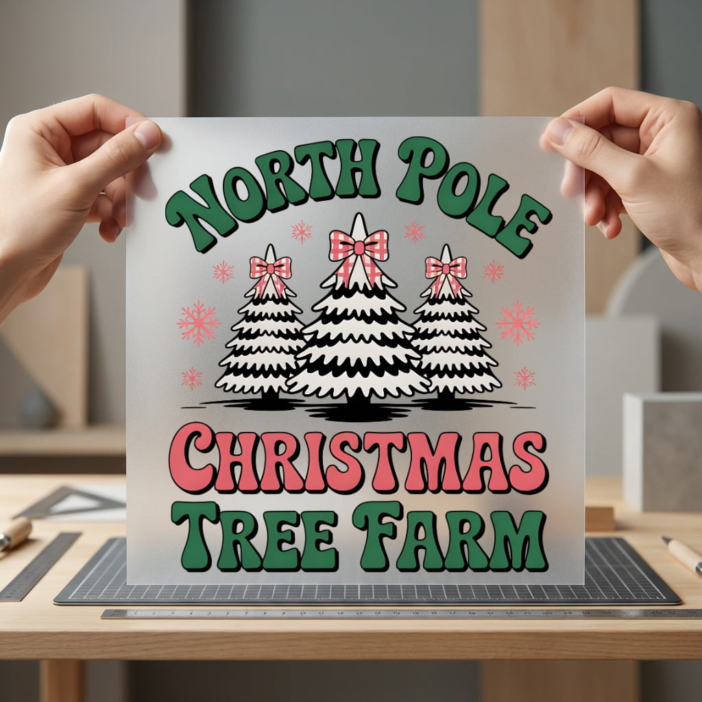 North Pole Christmas Tree Christmas Retro Ready to Press DTF Transfer for Dtf