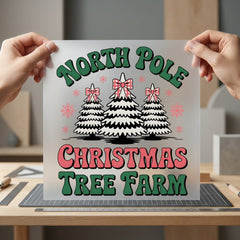 North Pole Christmas Tree Christmas Retro Ready to Press DTF Transfer for Dtf