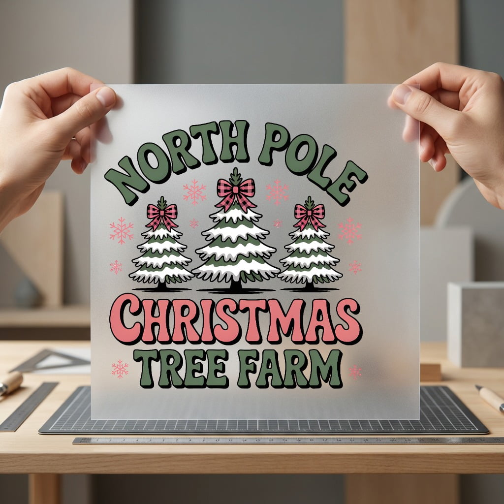North Pole Christmas Tree Christmas Winter Ready to Press DTF Transfer for Dtf