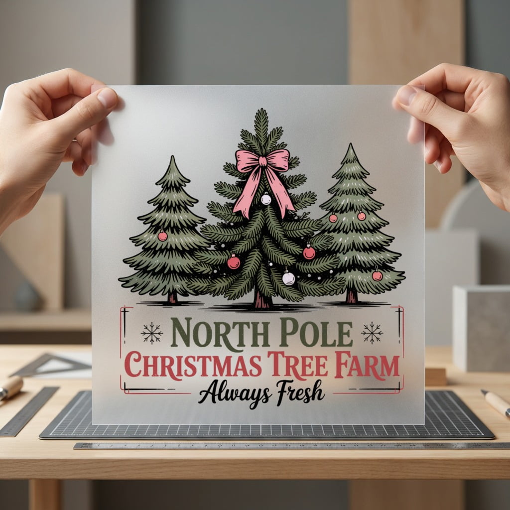 North Pole Christmas Tree Christmas Winter Ready to Press DTF Transfer for Dtf