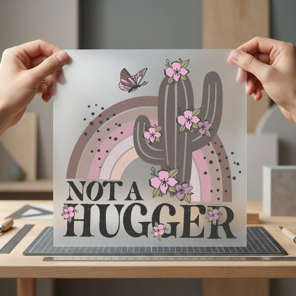 Not Hugger Cactus Rainbow Funny Sarcastic Ready to Press DTF Transfer for Dtf