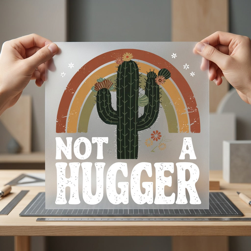 Not Hugger Cactus Retro Funny Sarcastic Ready to Press DTF Transfer for Dtf
