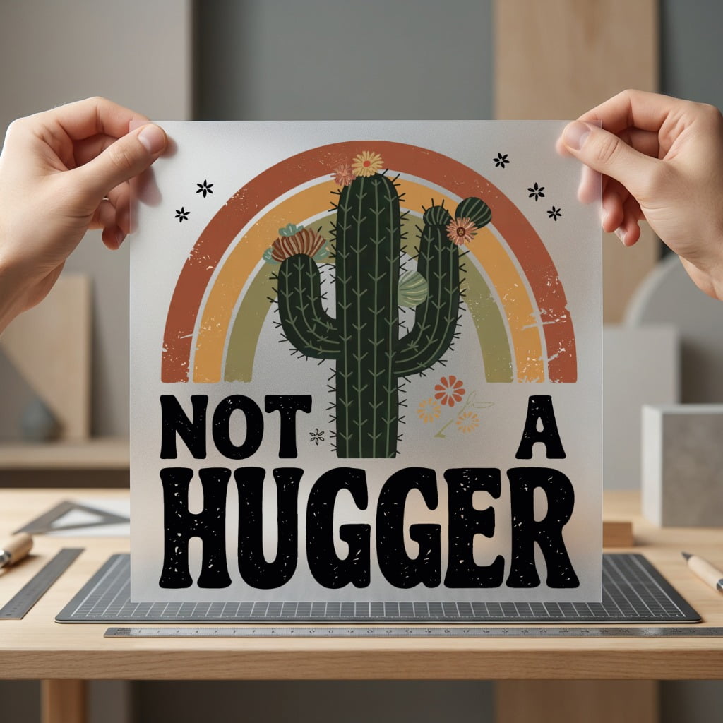 Not Hugger Cactus Retro Funny Sarcastic Ready to Press DTF Transfer for Dtf