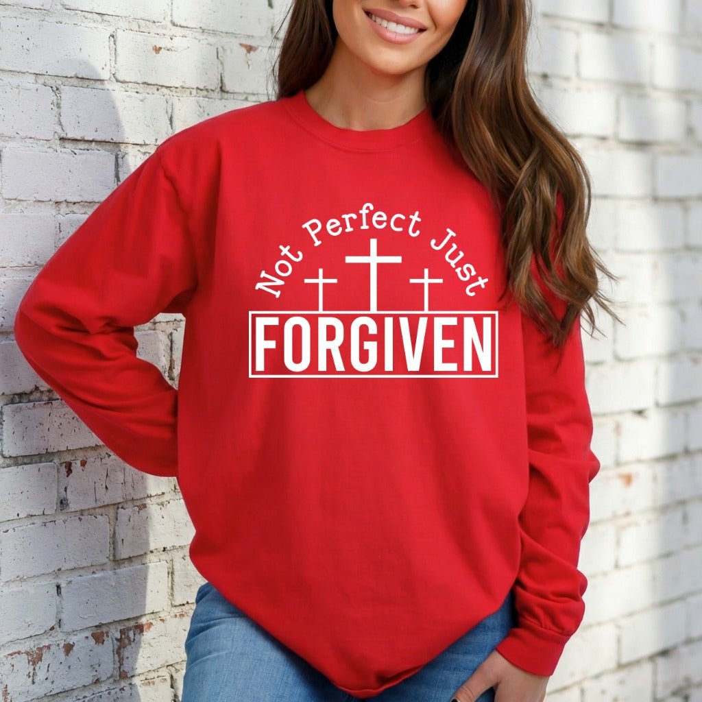 Not Perfect Just Forgiven | Crosses of Grace Sweatshirt - Luckets.com