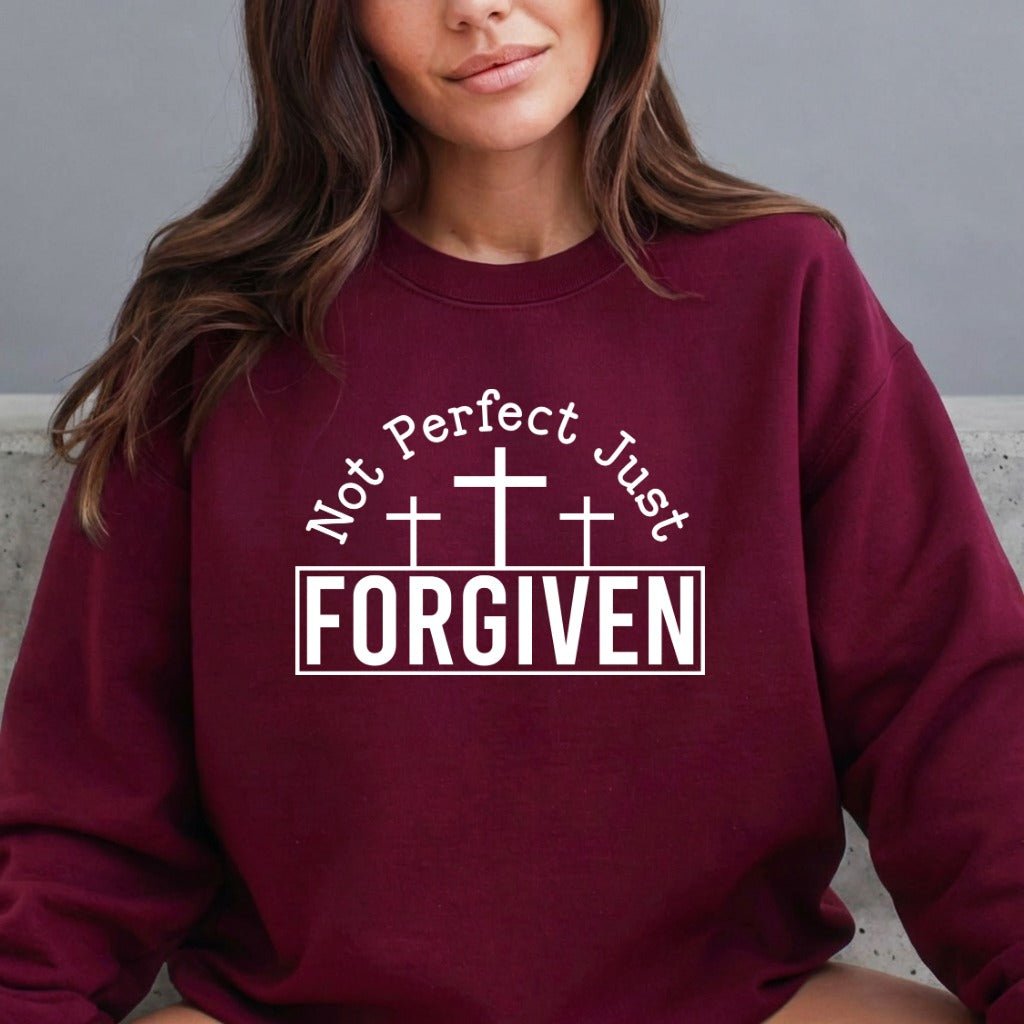 Not Perfect Just Forgiven | Crosses of Grace Sweatshirt - Luckets.com