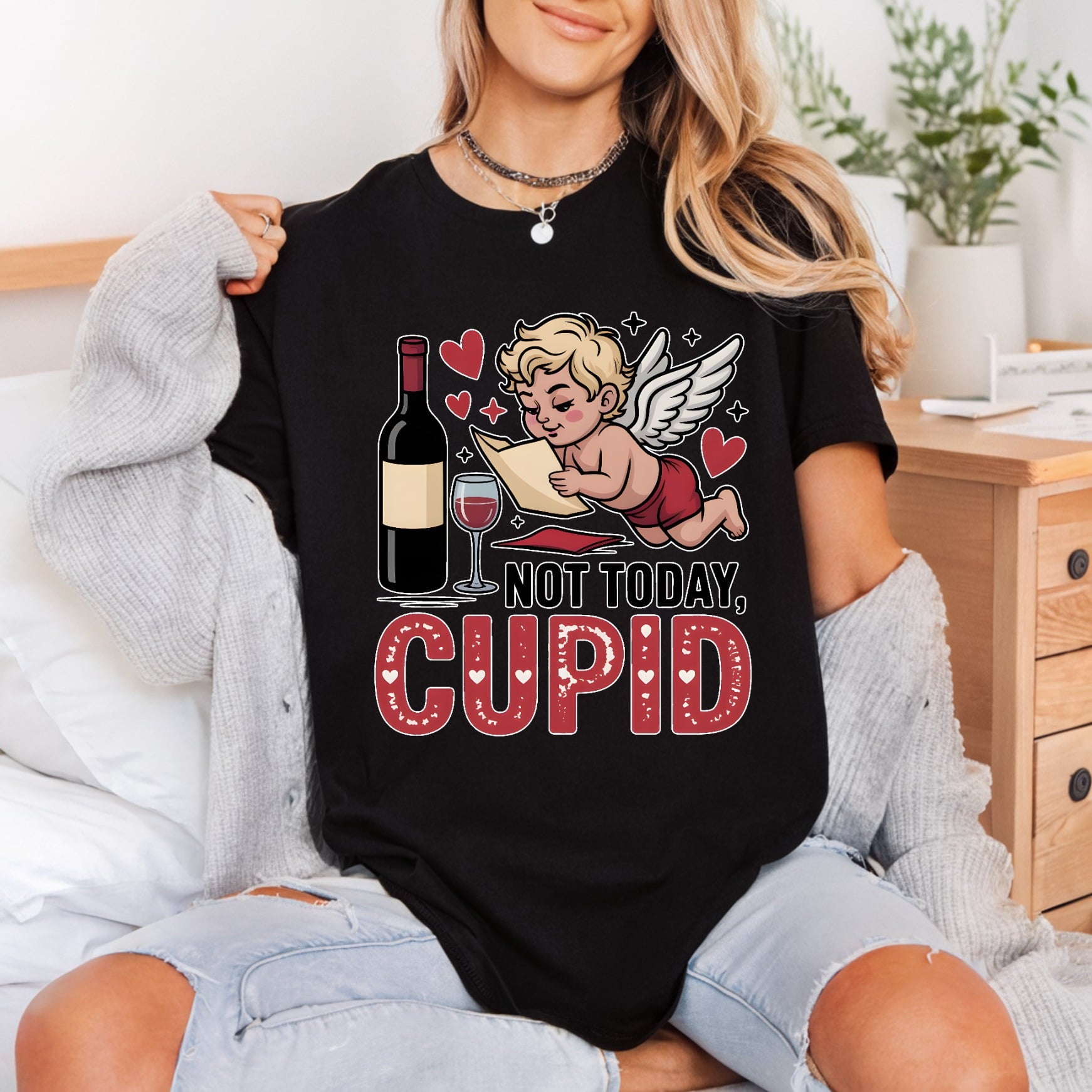 Not Today Cupid Anti-valentine Valentine Funny Ready to Press DTF Transfer for Dtf