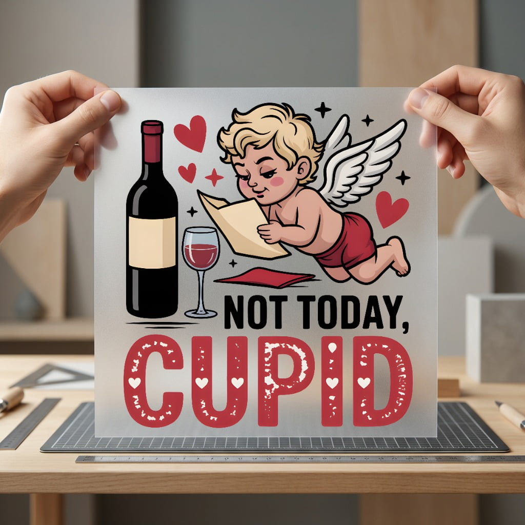 Not Today Cupid Anti-valentine Valentine Funny Ready to Press DTF Transfer for Dtf