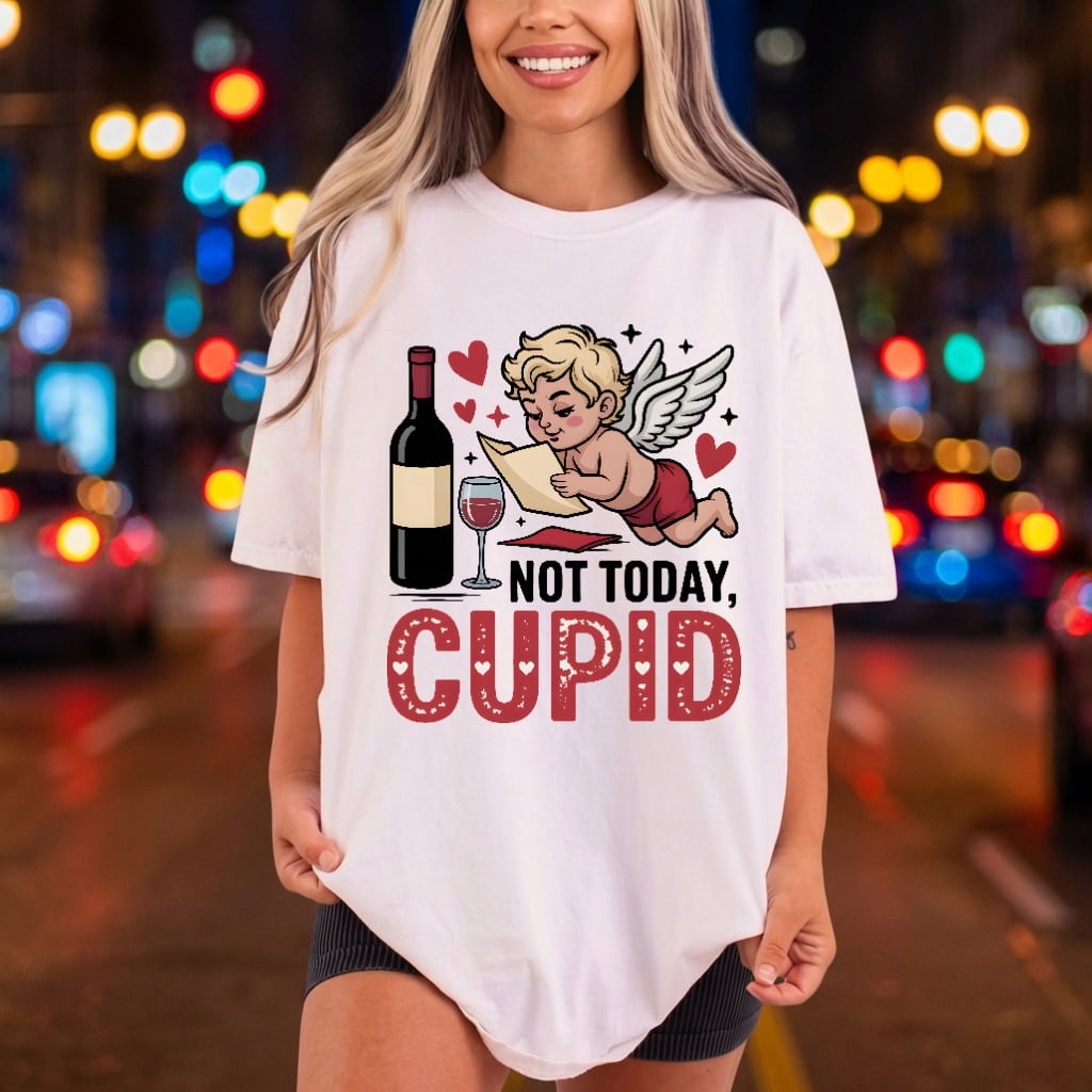 Not Today Cupid Anti-valentine Valentine Funny Ready to Press DTF Transfer for Dtf