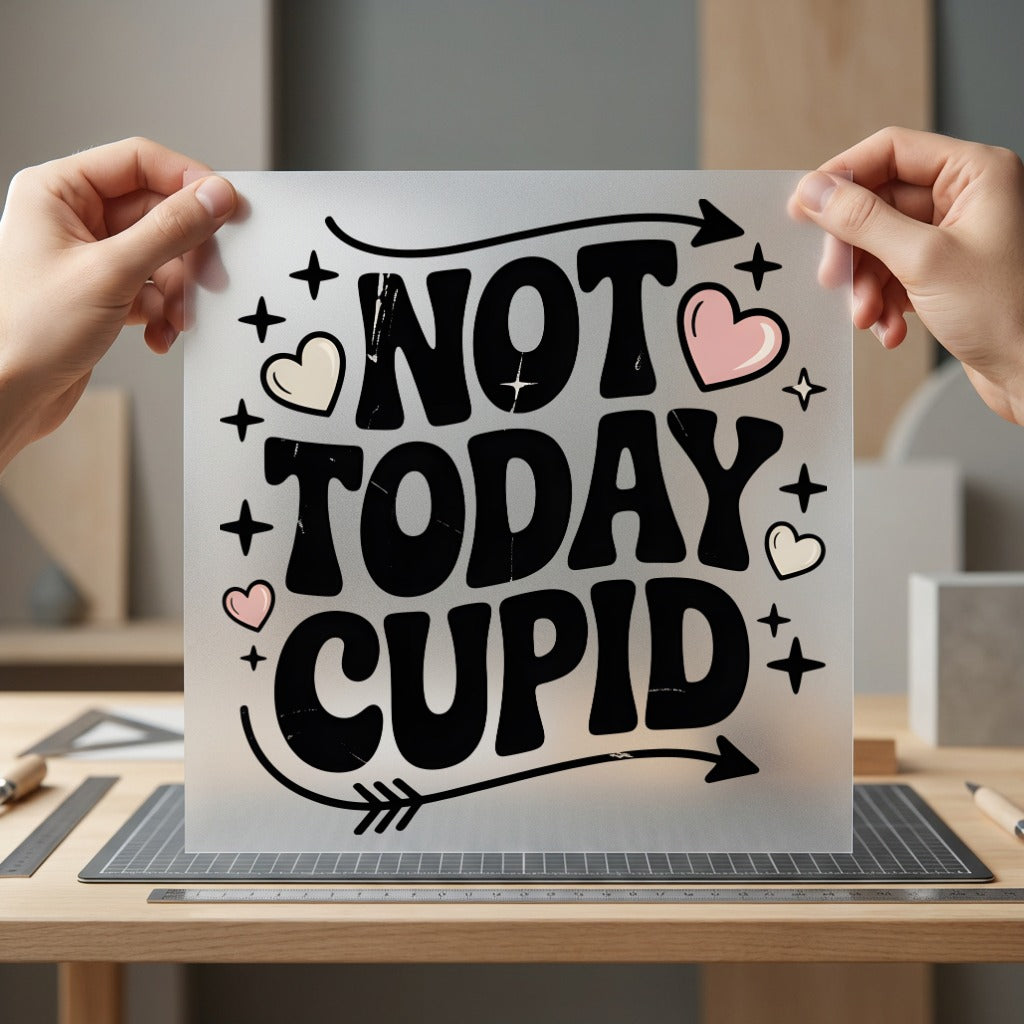 Not Today Cupid Retro Valentine Funny Ready to Press DTF Transfer for Dtf