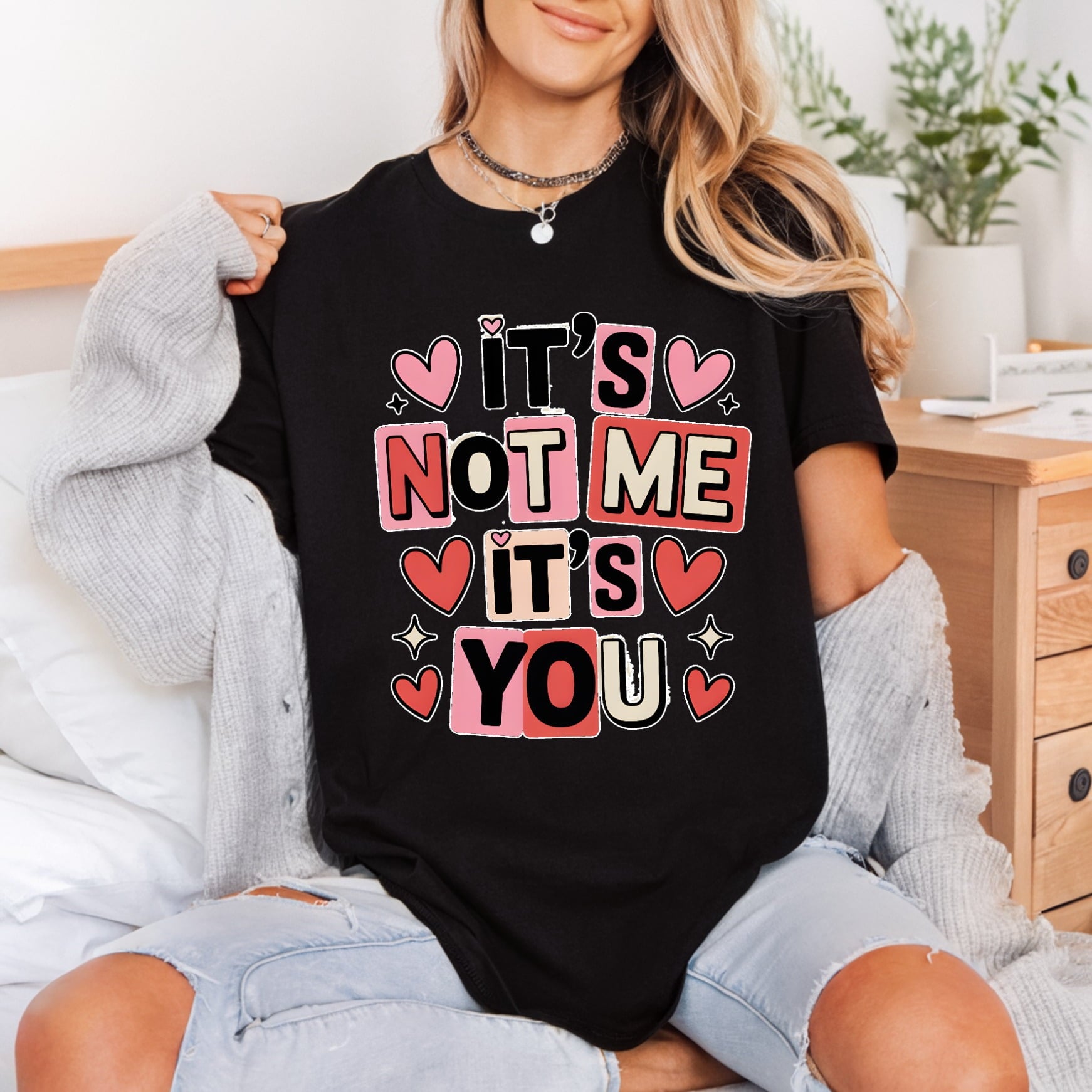 Not You Retro Love Valentine Funny Ready to Press DTF Transfer for Dtf