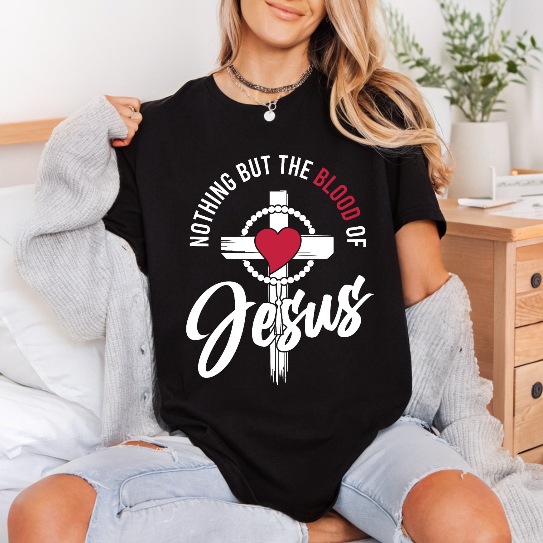 Nothing But Blood Jesus Christian Faith Ready to Press DTF Transfer for Dtf
