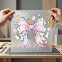 Nurse Easter Stethoscope Bow Easter Nurse Ready to Press DTF Transfer for Dtf