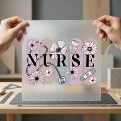 Nurse Floral Stethoscope Medical Nurse Vintage Ready to Press DTF Transfer for Dtf