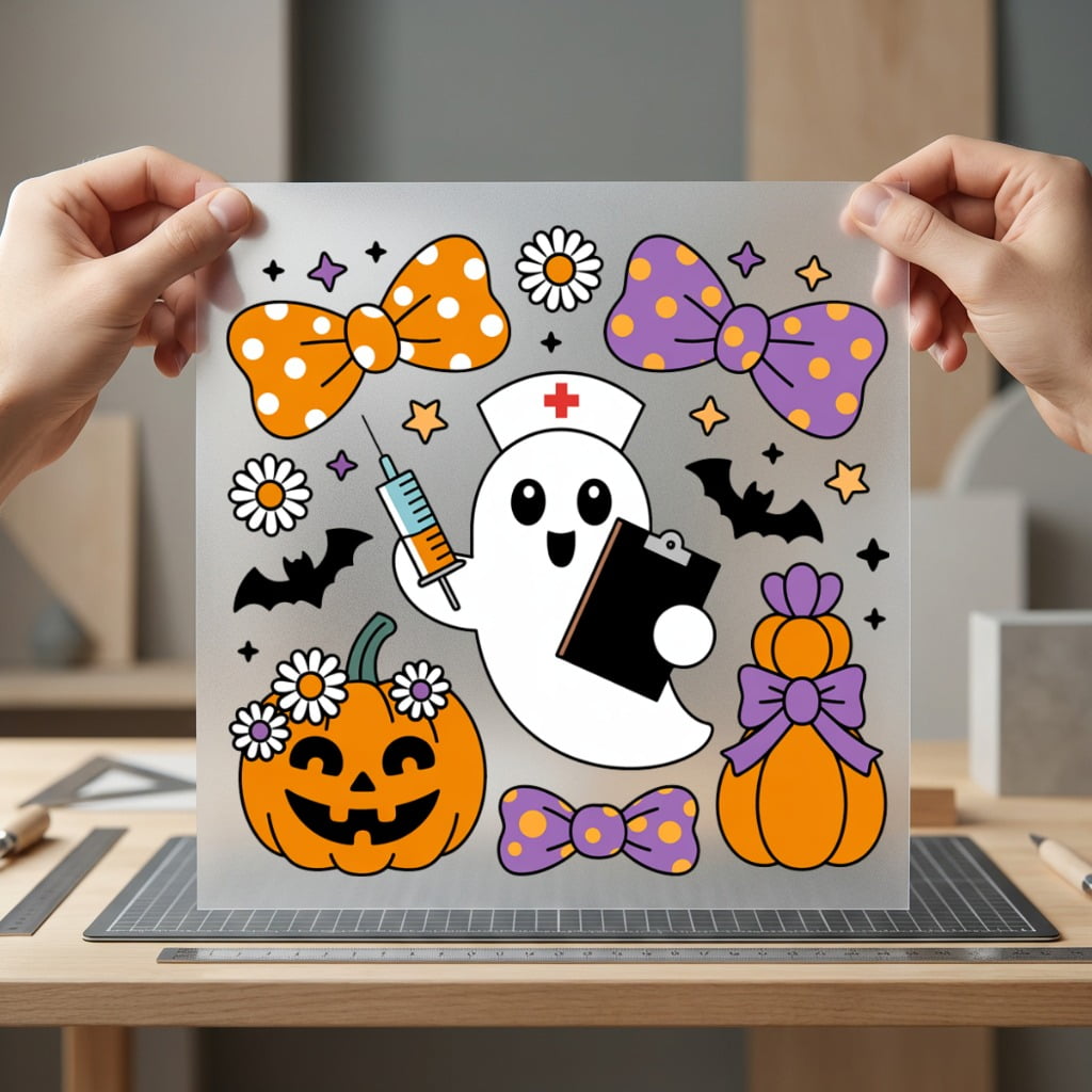 Nurse Ghost Pumpkins Halloween Halloween Nurse Ready to Press DTF Transfer for Dtf