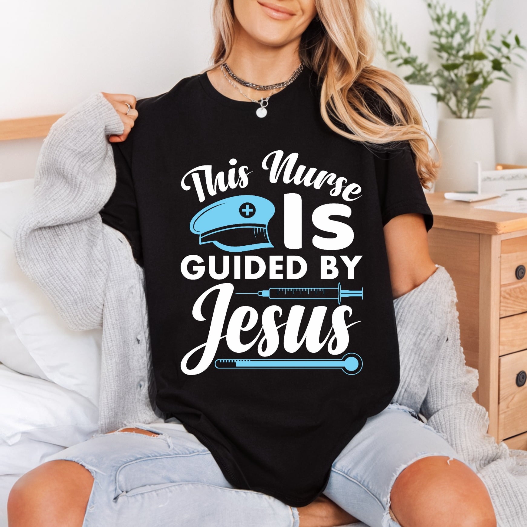 Nurse Guided Jesus Faith-based Christian Faith Ready to Press DTF Transfer for Dtf