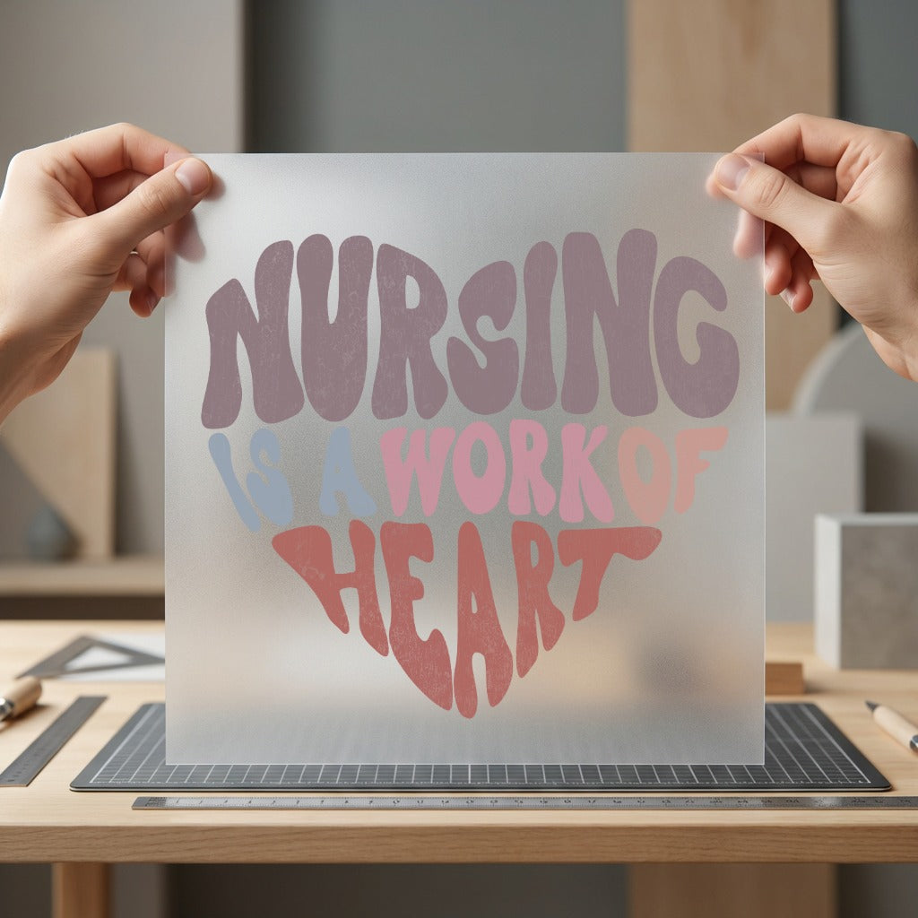 Nursing Work Heart Retro Nurse Vintage Ready to Press DTF Transfer for Dtf