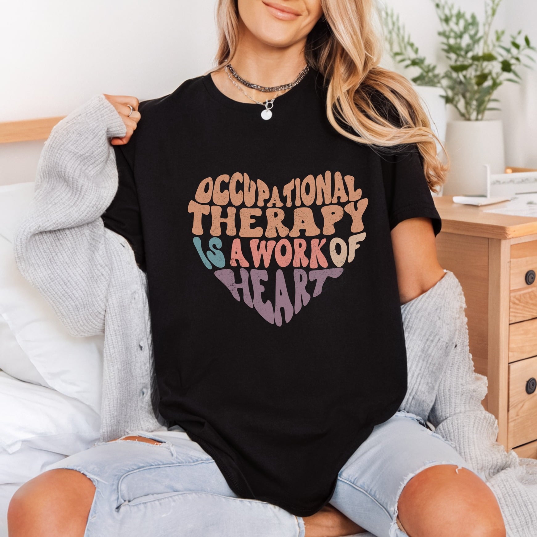 Occupational Therapy Work Heart Nurse Vintage Ready to Press DTF Transfer for Dtf