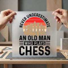 Old Man Chess Retro Grandpa Retro Ready to Press DTF Transfer for Dtf