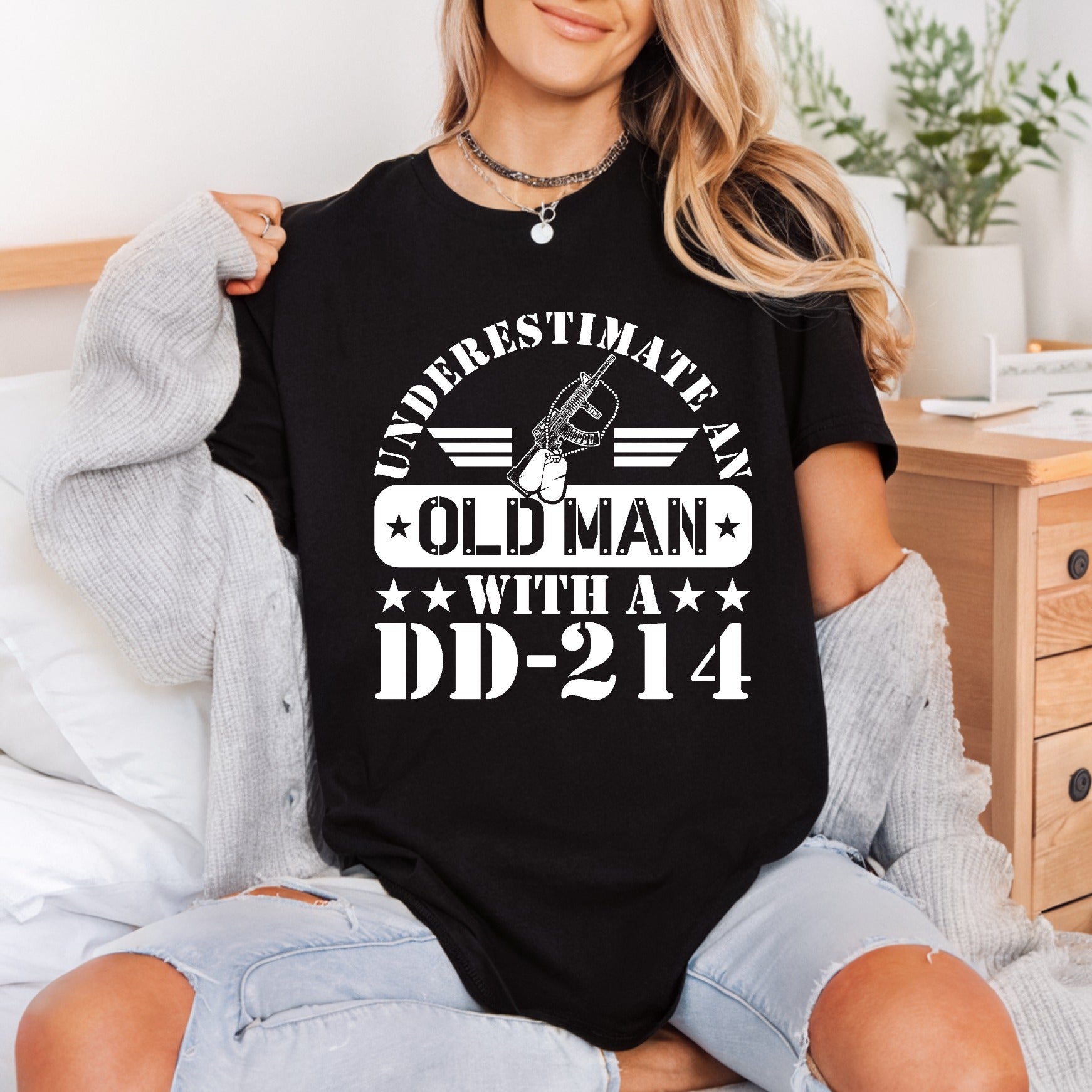 Old Man Dd-214 Veteran Patriotic Usa Ready to Press DTF Transfer for Dtf