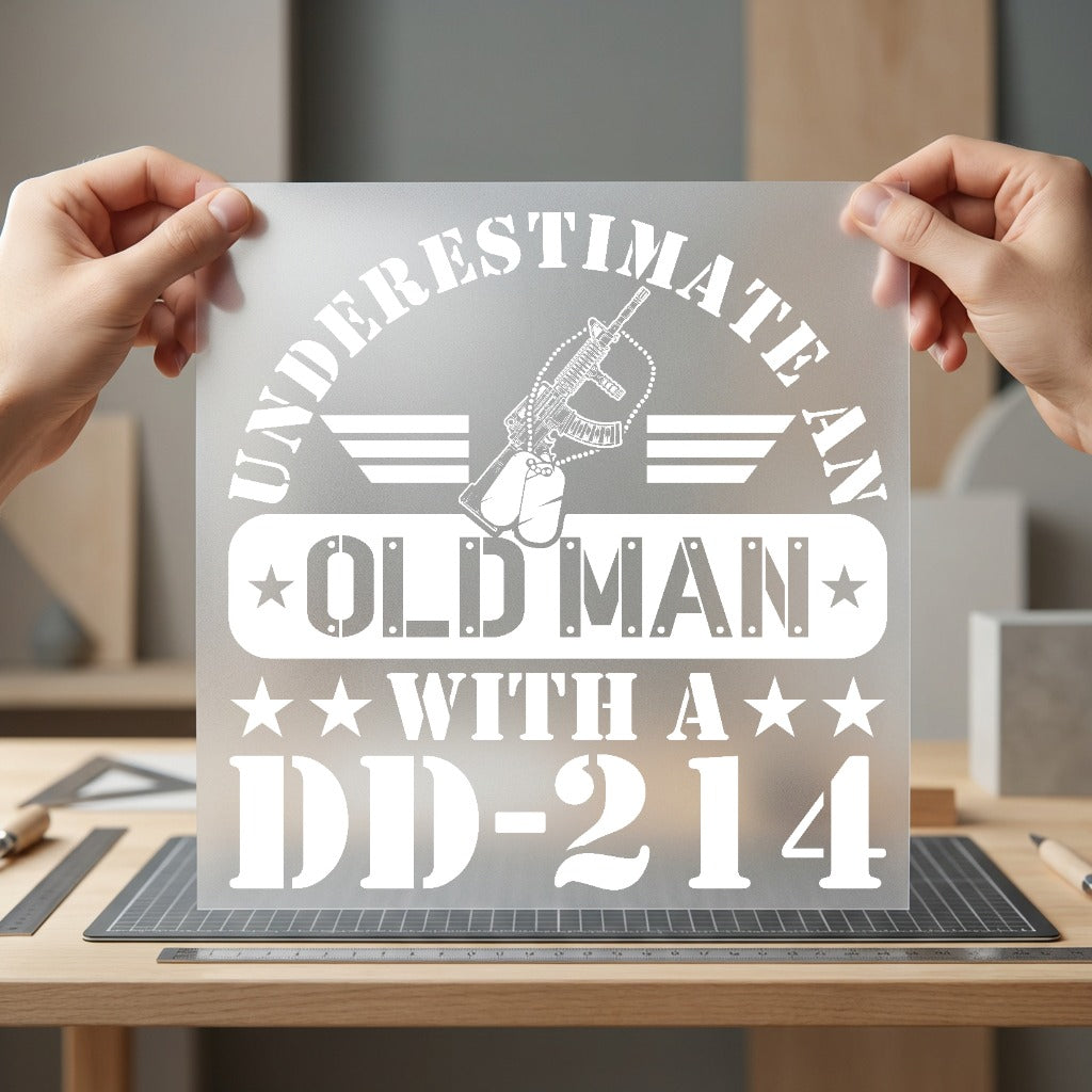 Old Man Dd-214 Veteran Patriotic Usa Ready to Press DTF Transfer for Dtf