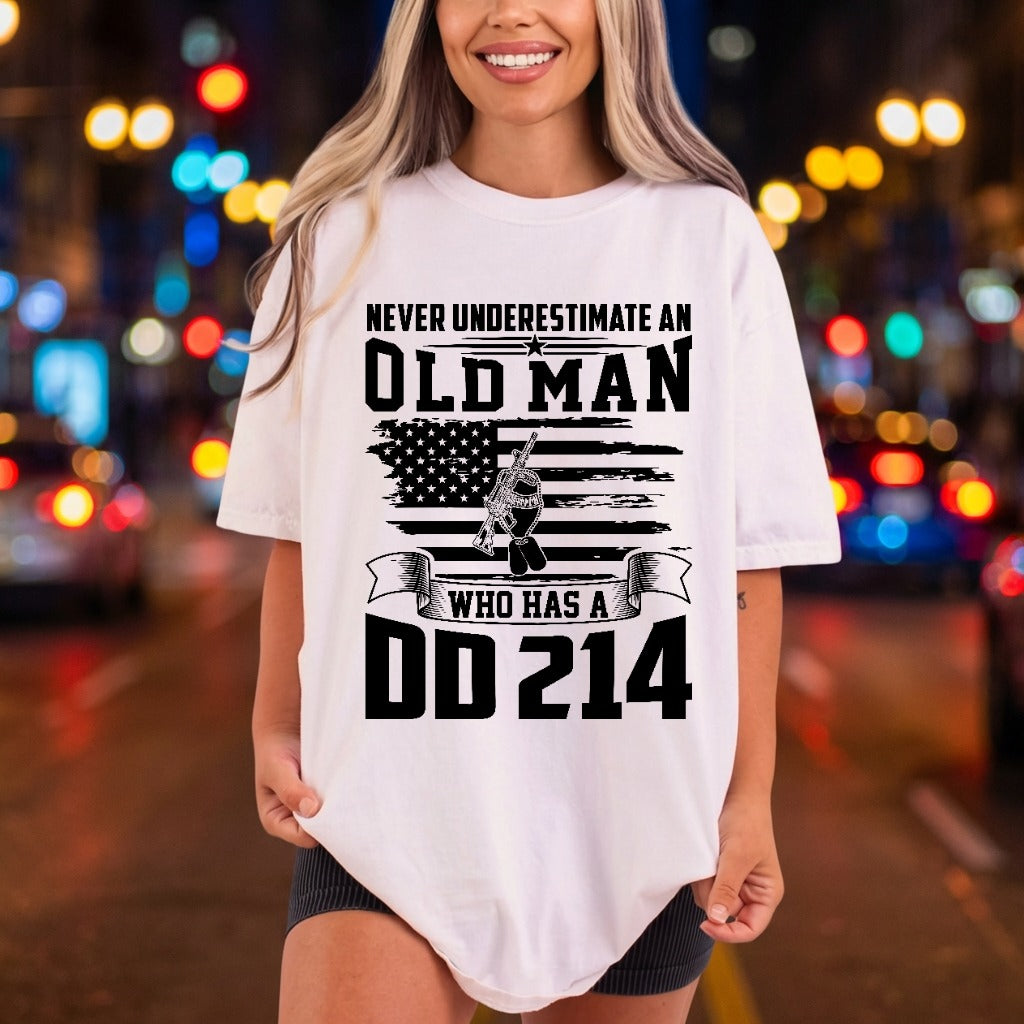 Old Man Dd214 Veteran 4th Of July Patriotic Ready to Press DTF Transfer for Dtf