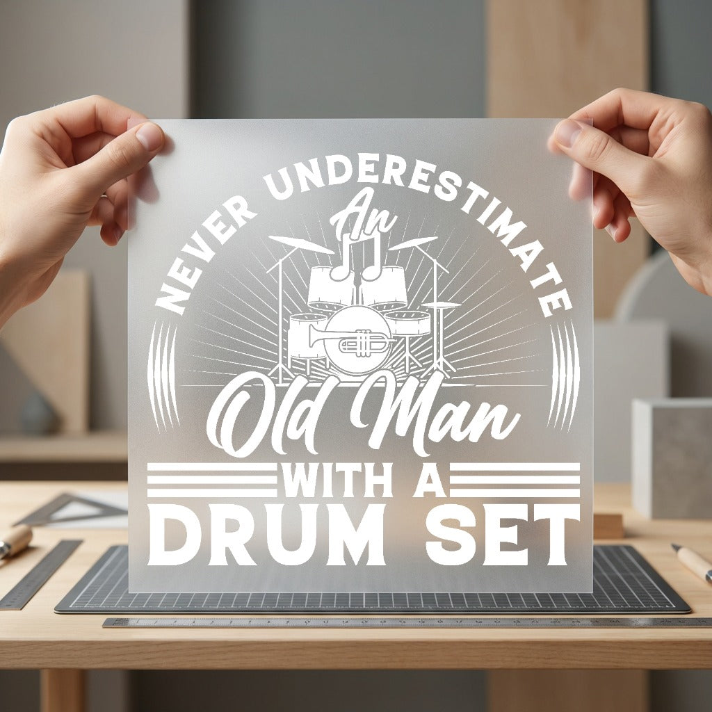 Old Man Drum Set Dad Grandpa Ready to Press DTF Transfer for Dtf