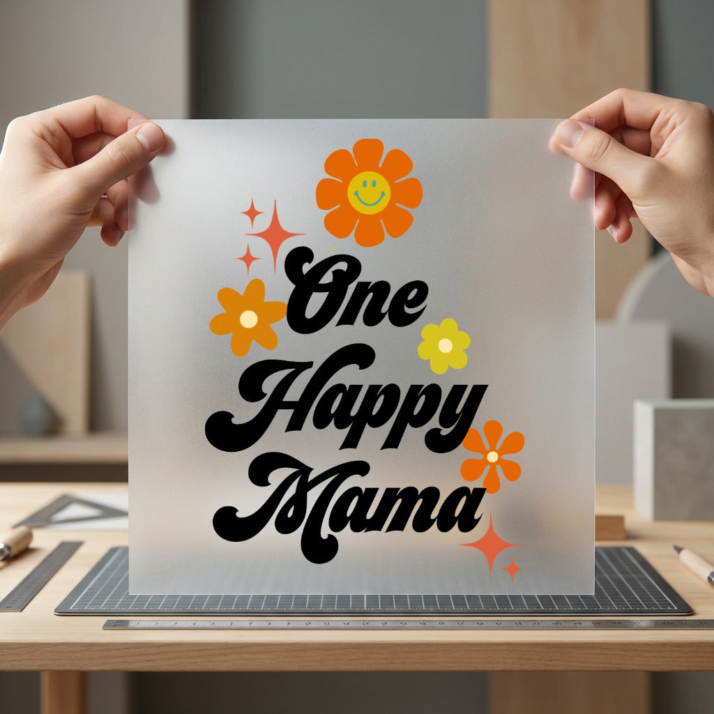 One Happy Mama Retro Mom Retro Ready to Press DTF Transfer for Dtf