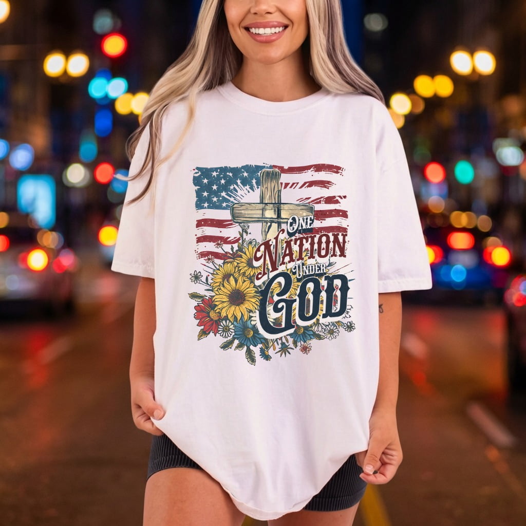 One Nation Under God 4th Of July Faith Ready to Press DTF Transfer for Dtf