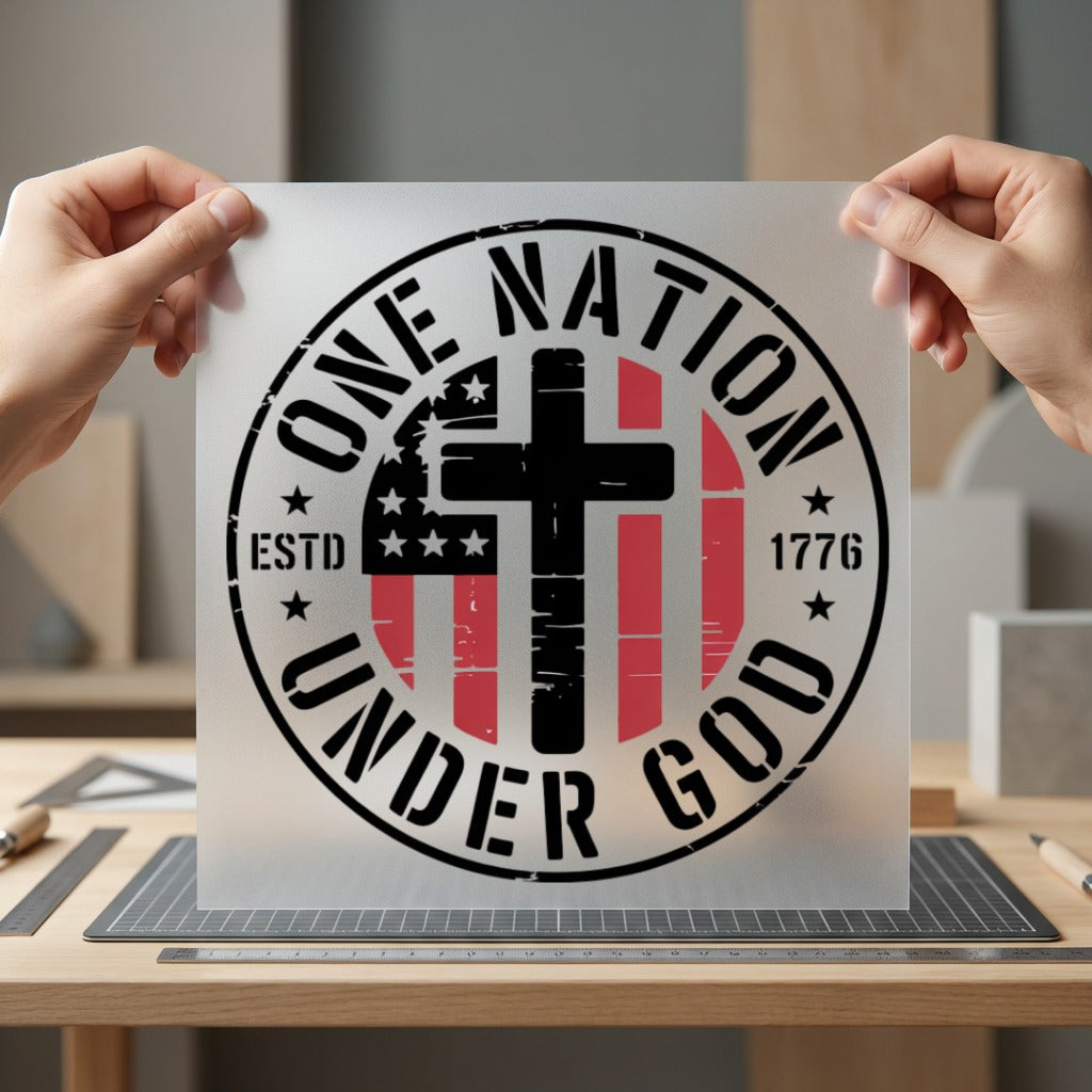 One Nation Under God Christian Faith Ready to Press DTF Transfer for Dtf