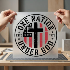 One Nation Under God Christian Faith Ready to Press DTF Transfer for Dtf