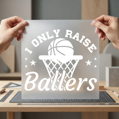 Only Raise Ballers Sports Mom Dad Ready to Press DTF Transfer for Dtf