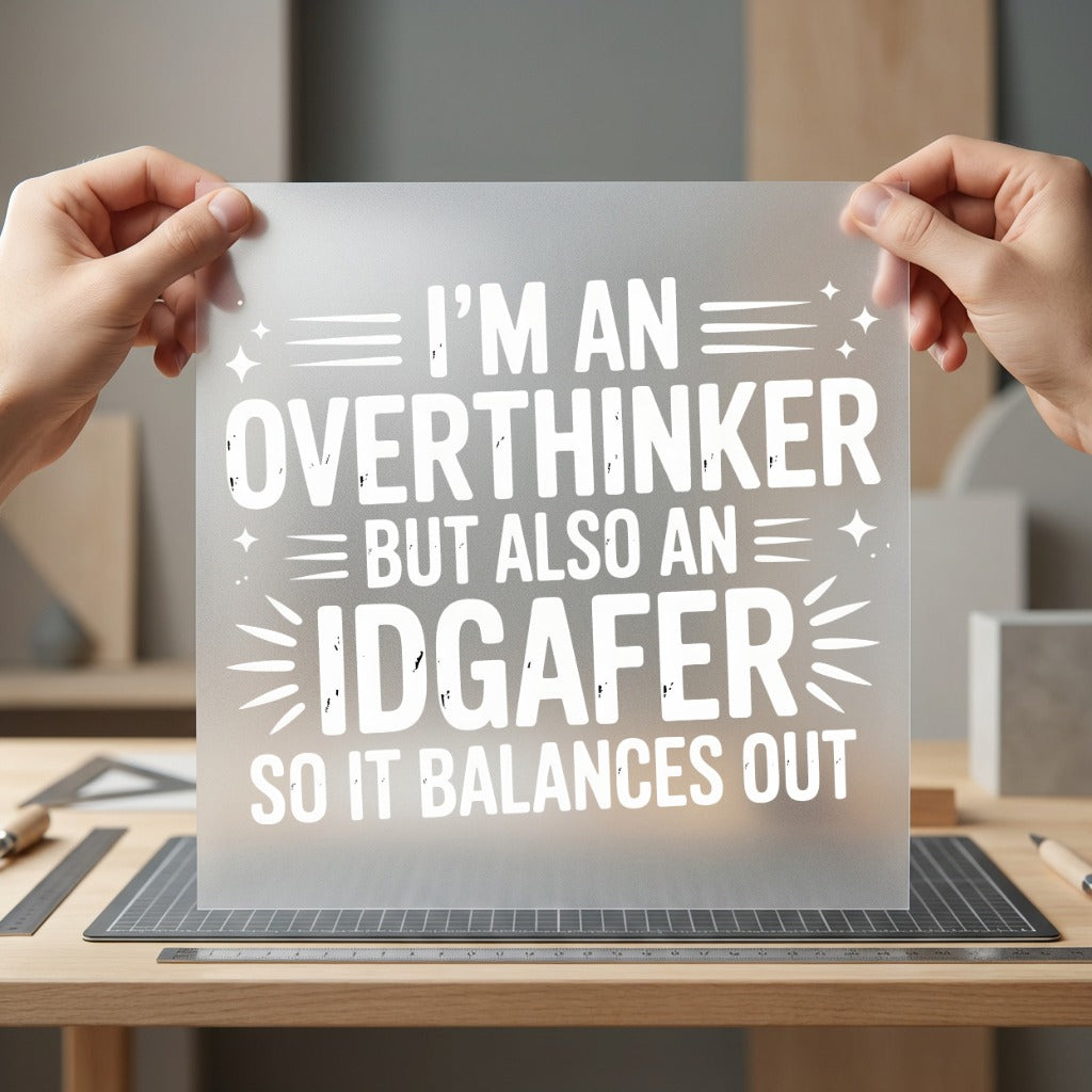 Overthinker But Idgafer Humorous Funny Sarcastic Ready to Press DTF Transfer for Dtf