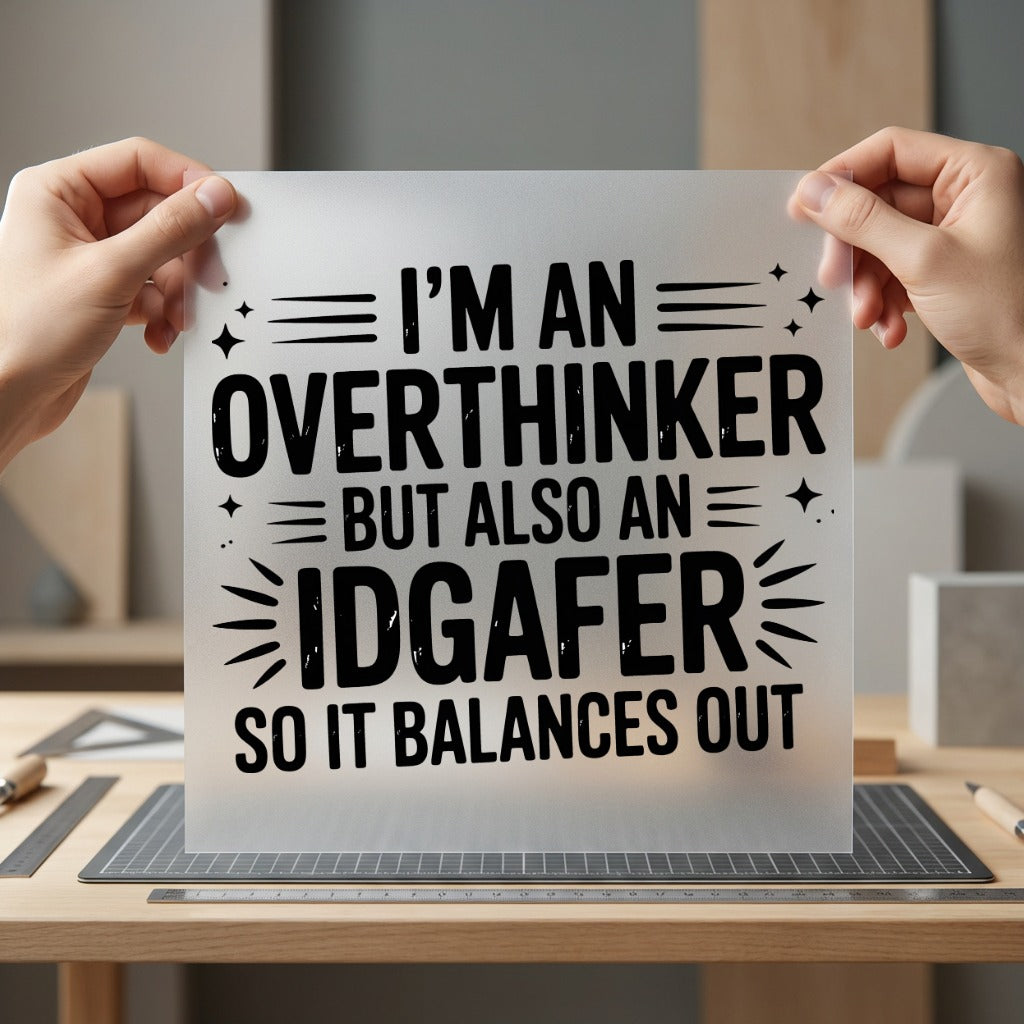 Overthinker But Idgafer Humorous Funny Sarcastic Ready to Press DTF Transfer for Dtf