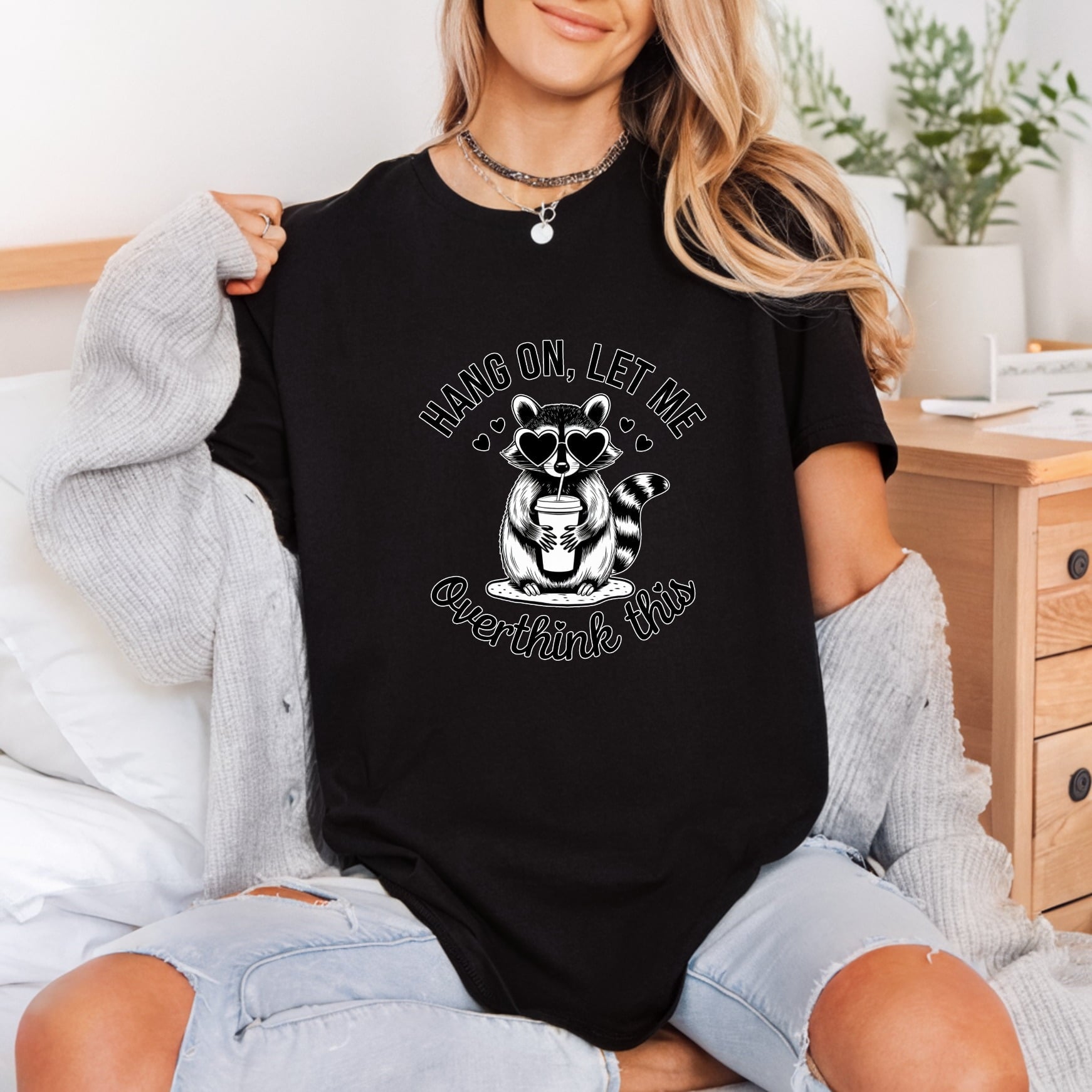 Overthinking Raccoon Retro Diy Funny Sarcastic Ready to Press DTF Transfer for Dtf