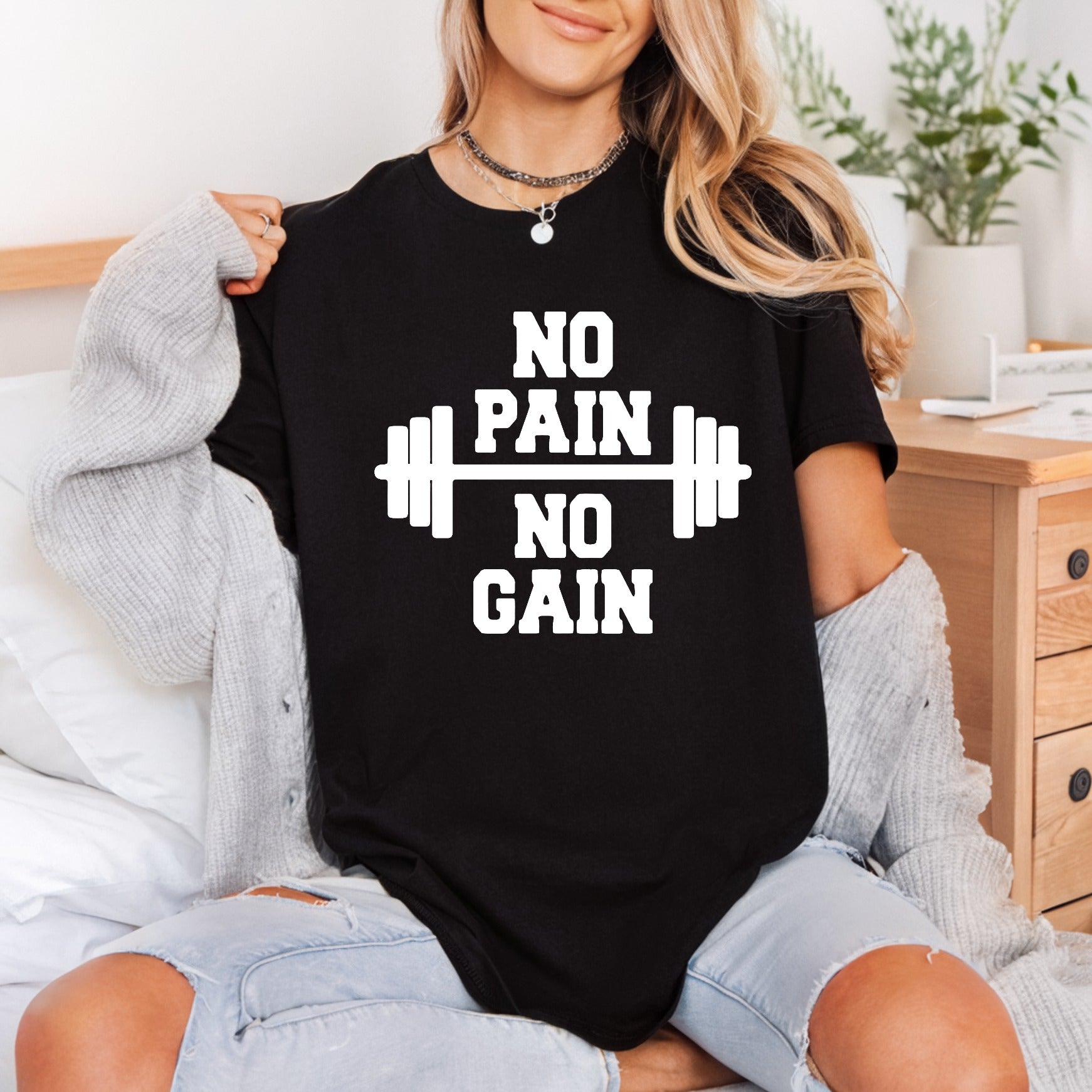Pain Gain Barbell Gym Aesthetic Fitness Ready to Press DTF Transfer for Dtf